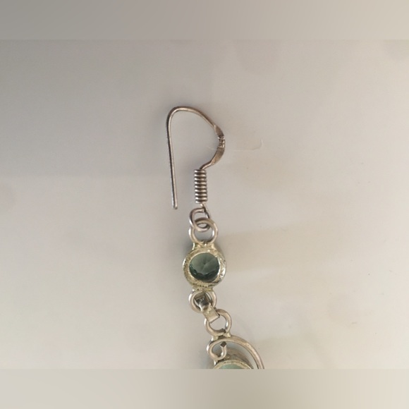Sterling Silver & blue gemstone drop earrings - handmade - Picture 3 of 7
